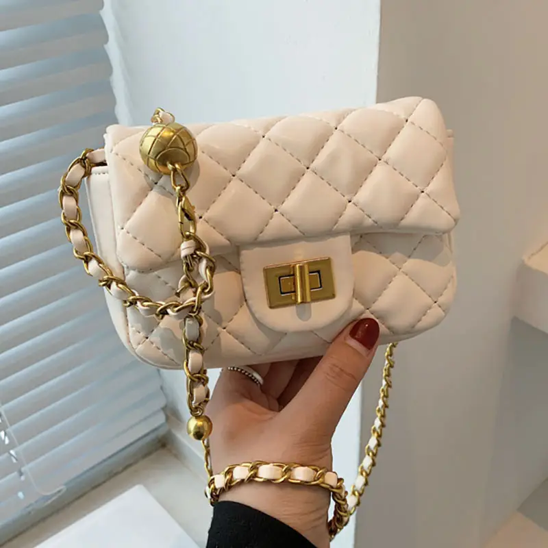 Yellow Quilted Chain Shoulder Bag for Women 2024 - Image 5