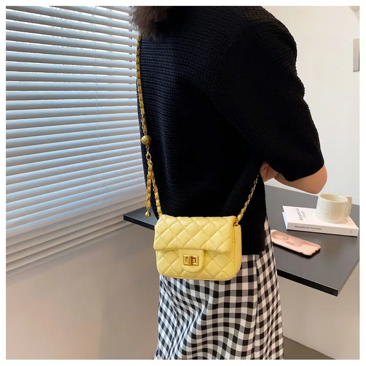Yellow Quilted Chain Shoulder Bag for Women 2024 — feature 13