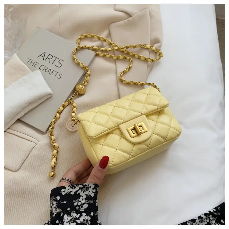 Yellow Quilted Chain Shoulder Bag for Women 2024 — feature 34