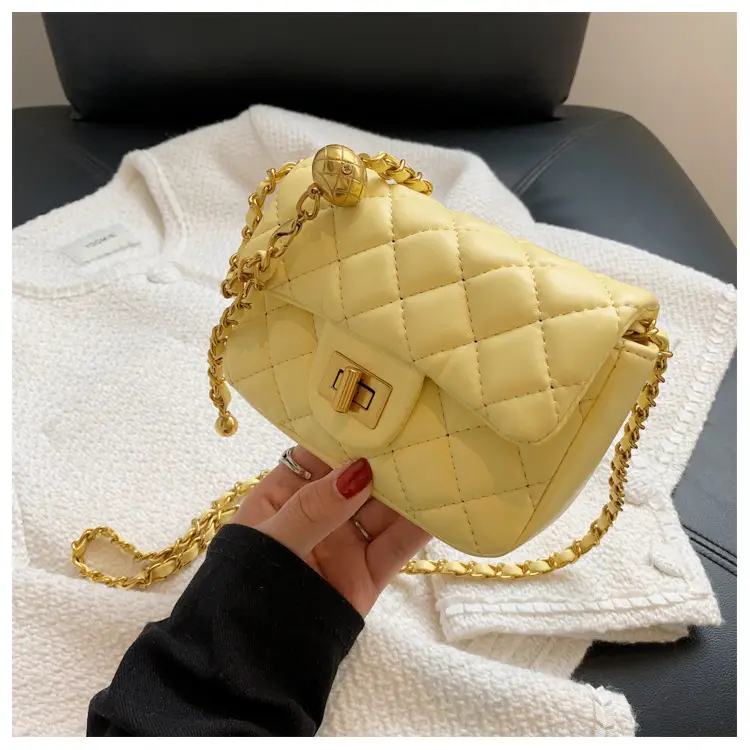 Yellow Quilted Chain Shoulder Bag for Women 2024 — feature 42
