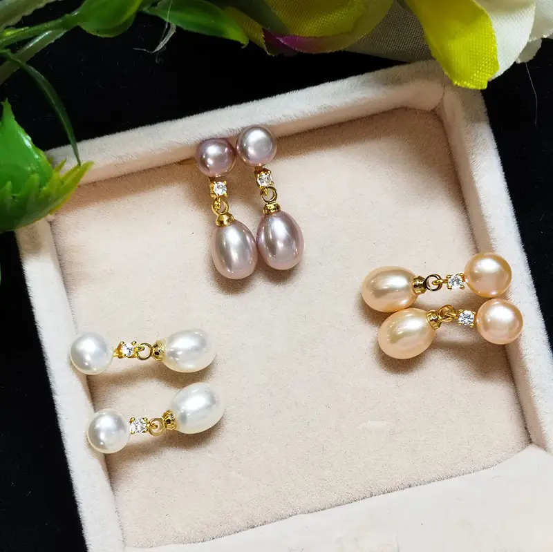 Natural Freshwater Jane Double Beads Steamed Bread Earrings - Image 6