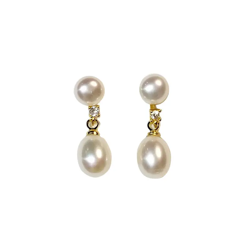 Natural Freshwater Jane Double Beads Steamed Bread Earrings - Image 8