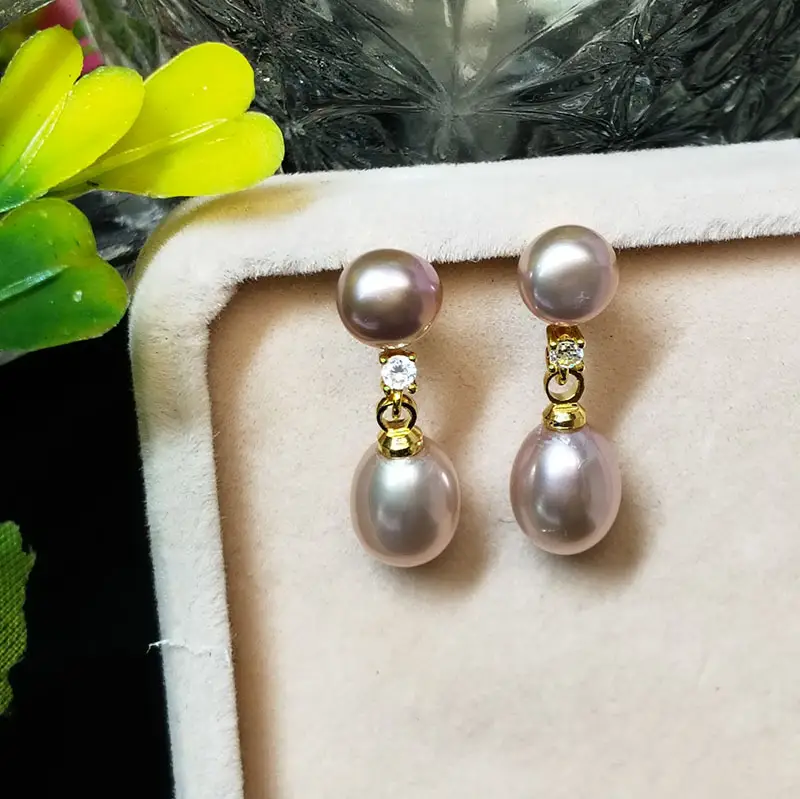 Natural Freshwater Jane Double Beads Steamed Bread Earrings — feature 10