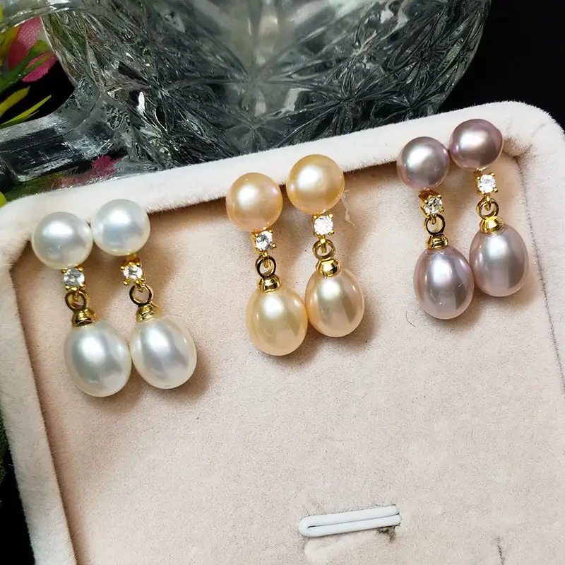 Natural Freshwater Jane Double Beads Steamed Bread Earrings — feature 7