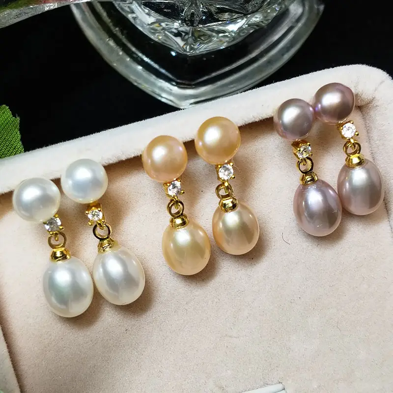 Natural Freshwater Jane Double Beads Steamed Bread Earrings — feature 8