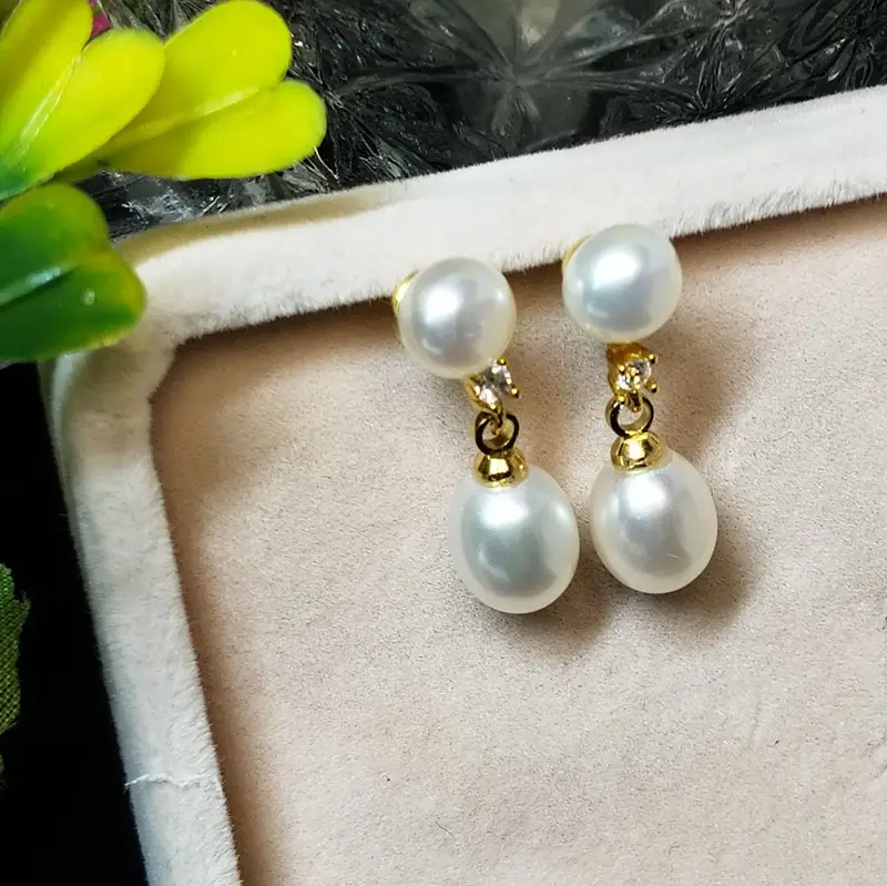 Natural Freshwater Jane Double Beads Steamed Bread Earrings — feature 9