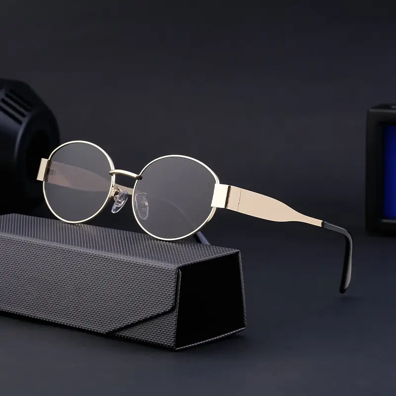 Women Oval Frame Sunglasses White Dark Lens - Image 6