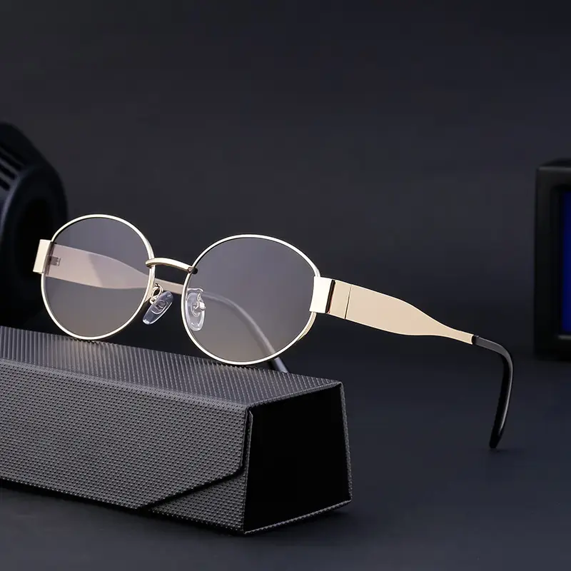 Women Oval Frame Sunglasses White Dark Lens - Image 7