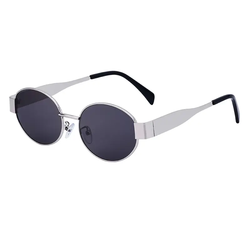 Women Oval Frame Sunglasses White Dark Lens - Image 8