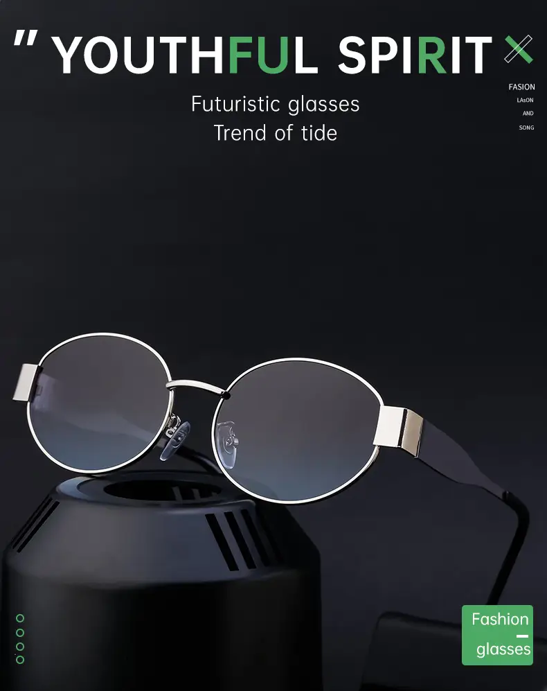 Women Oval Frame Sunglasses White Dark Lens — feature 23