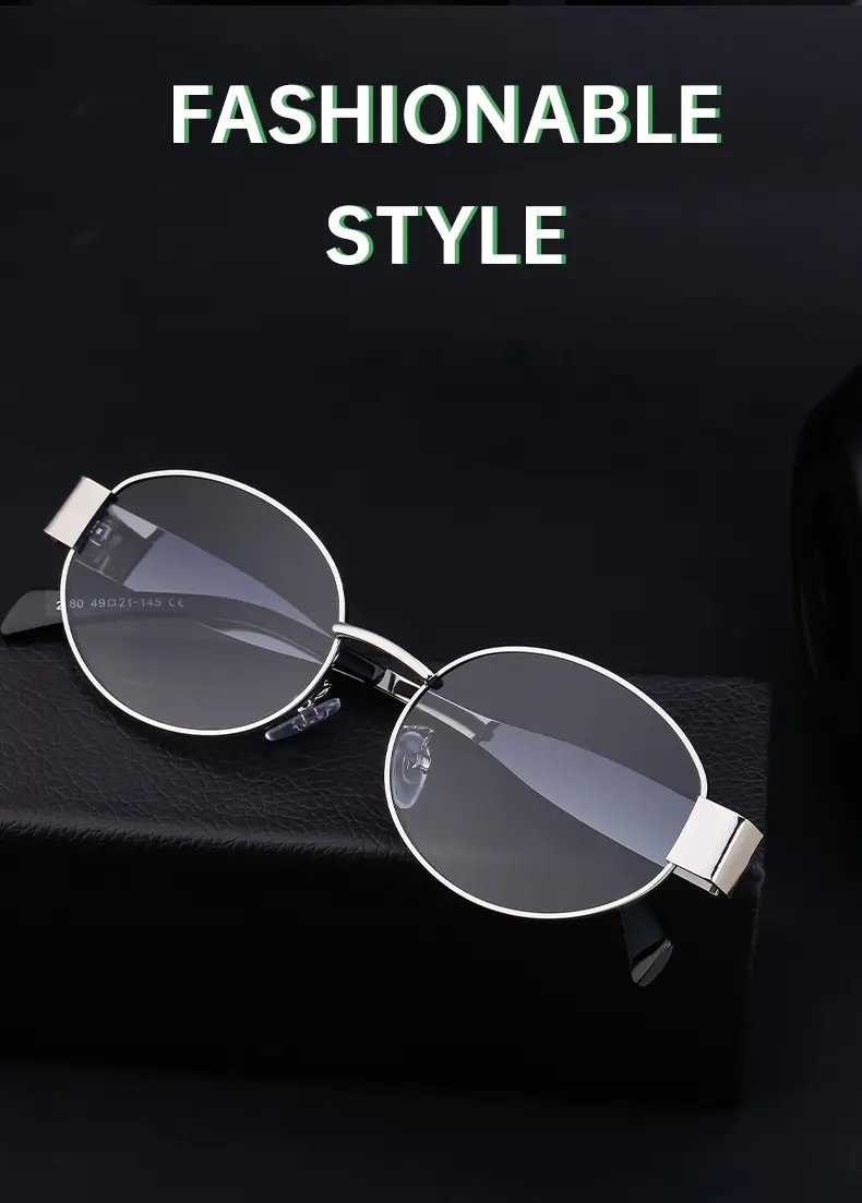 Women Oval Frame Sunglasses White Dark Lens — feature 24