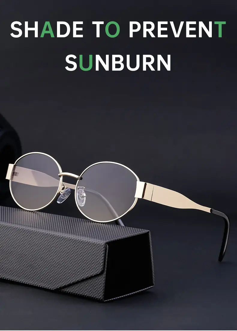 Women Oval Frame Sunglasses White Dark Lens — feature 25