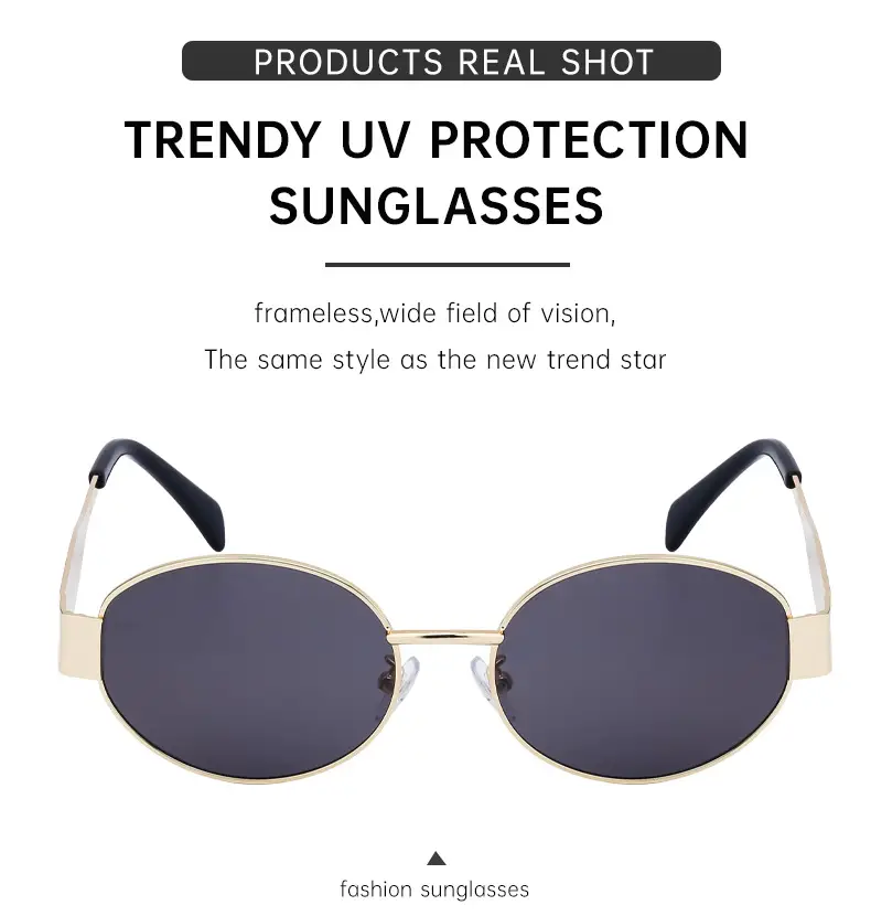 Women Oval Frame Sunglasses White Dark Lens — feature 28
