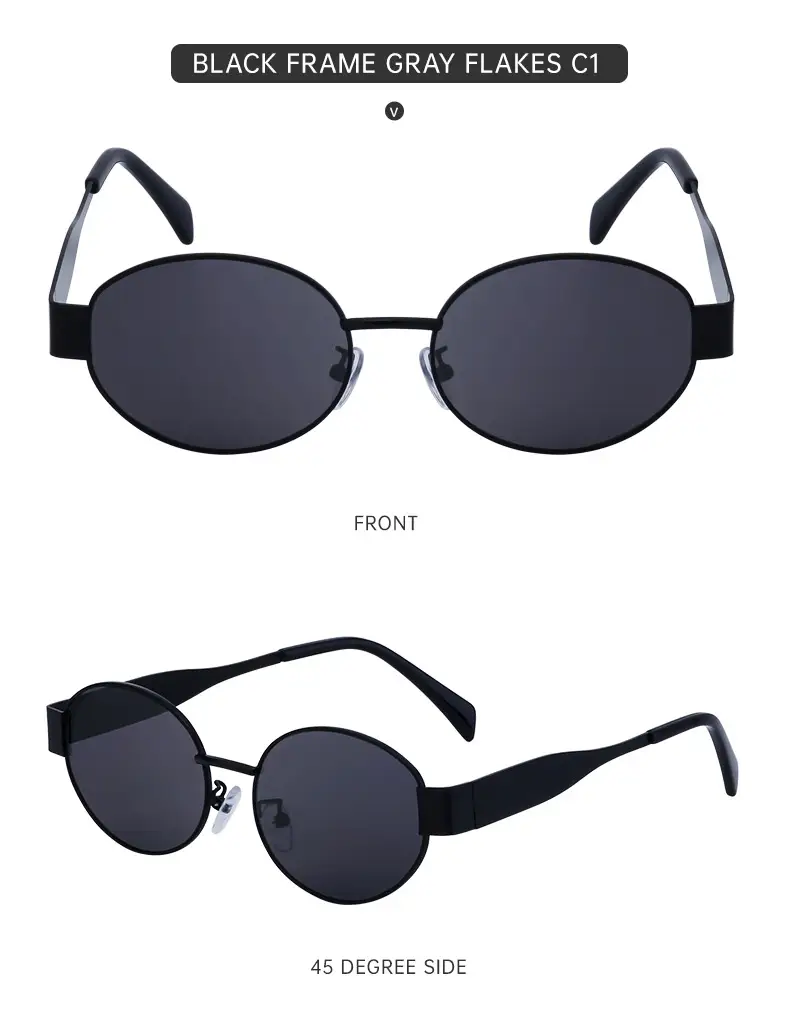 Women Oval Frame Sunglasses White Dark Lens — feature 39