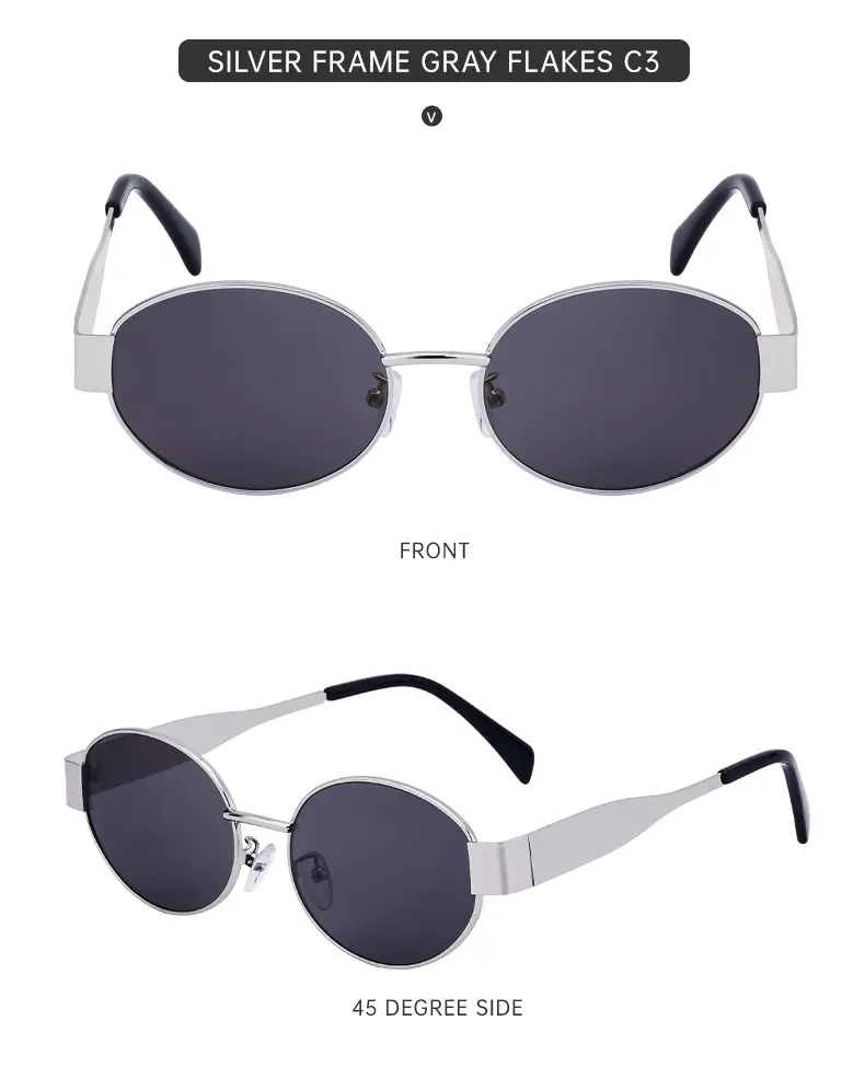 Women Oval Frame Sunglasses White Dark Lens — feature 40
