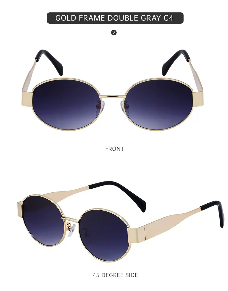 Women Oval Frame Sunglasses White Dark Lens — feature 41