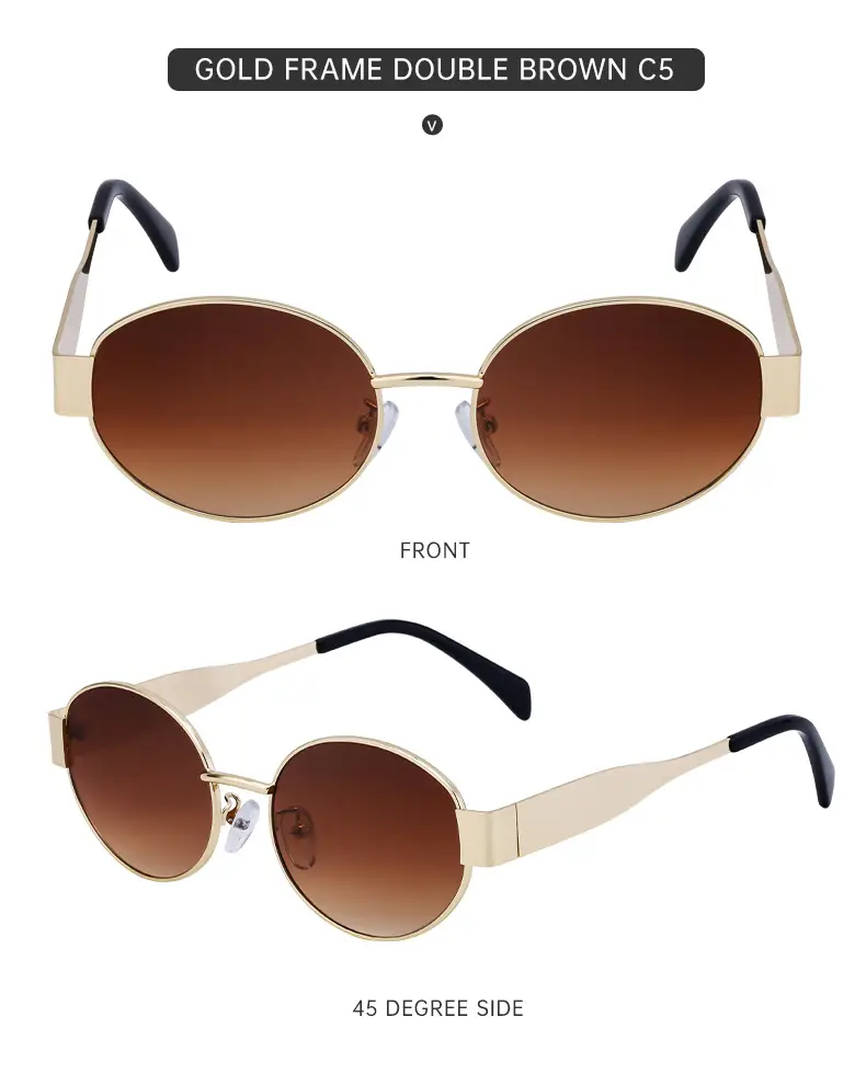 Women Oval Frame Sunglasses White Dark Lens — feature 42