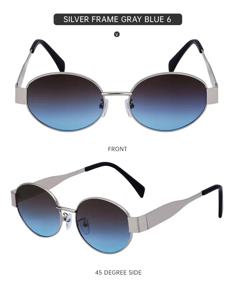 Women Oval Frame Sunglasses White Dark Lens — feature 43