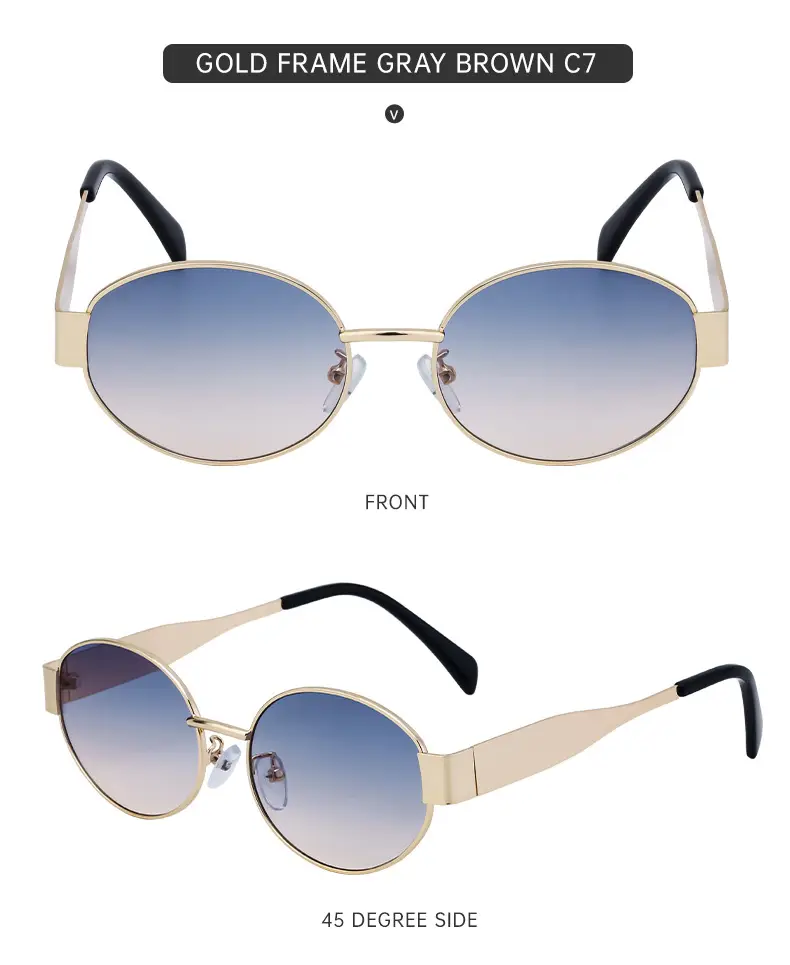 Women Oval Frame Sunglasses White Dark Lens — feature 44