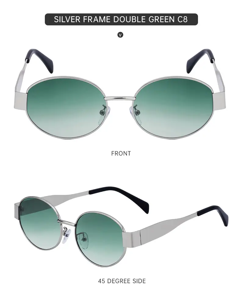 Women Oval Frame Sunglasses White Dark Lens — feature 45