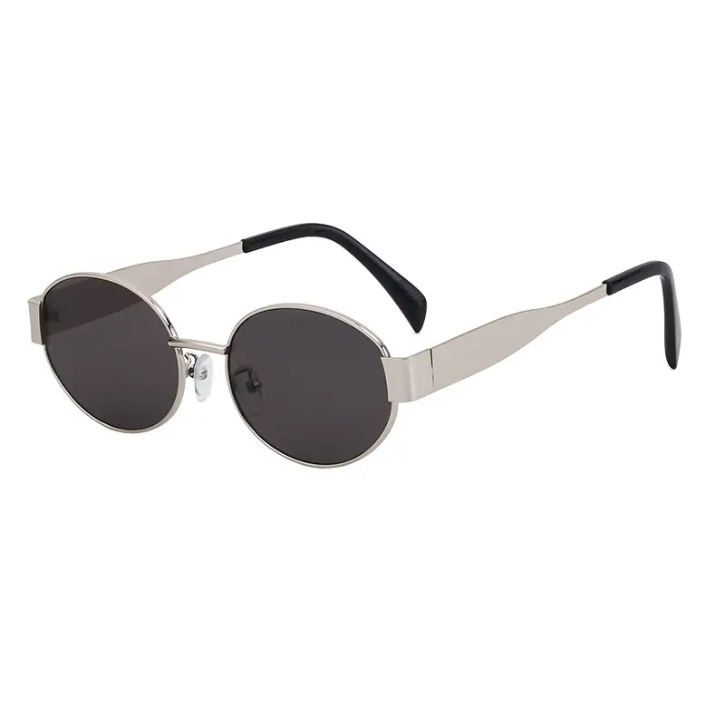 Women Oval Frame Sunglasses White Dark Lens - Image 4