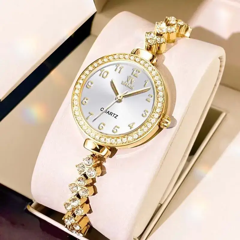 Diamond Encrusted Women's Quartz Bracelet Watch - Image 2