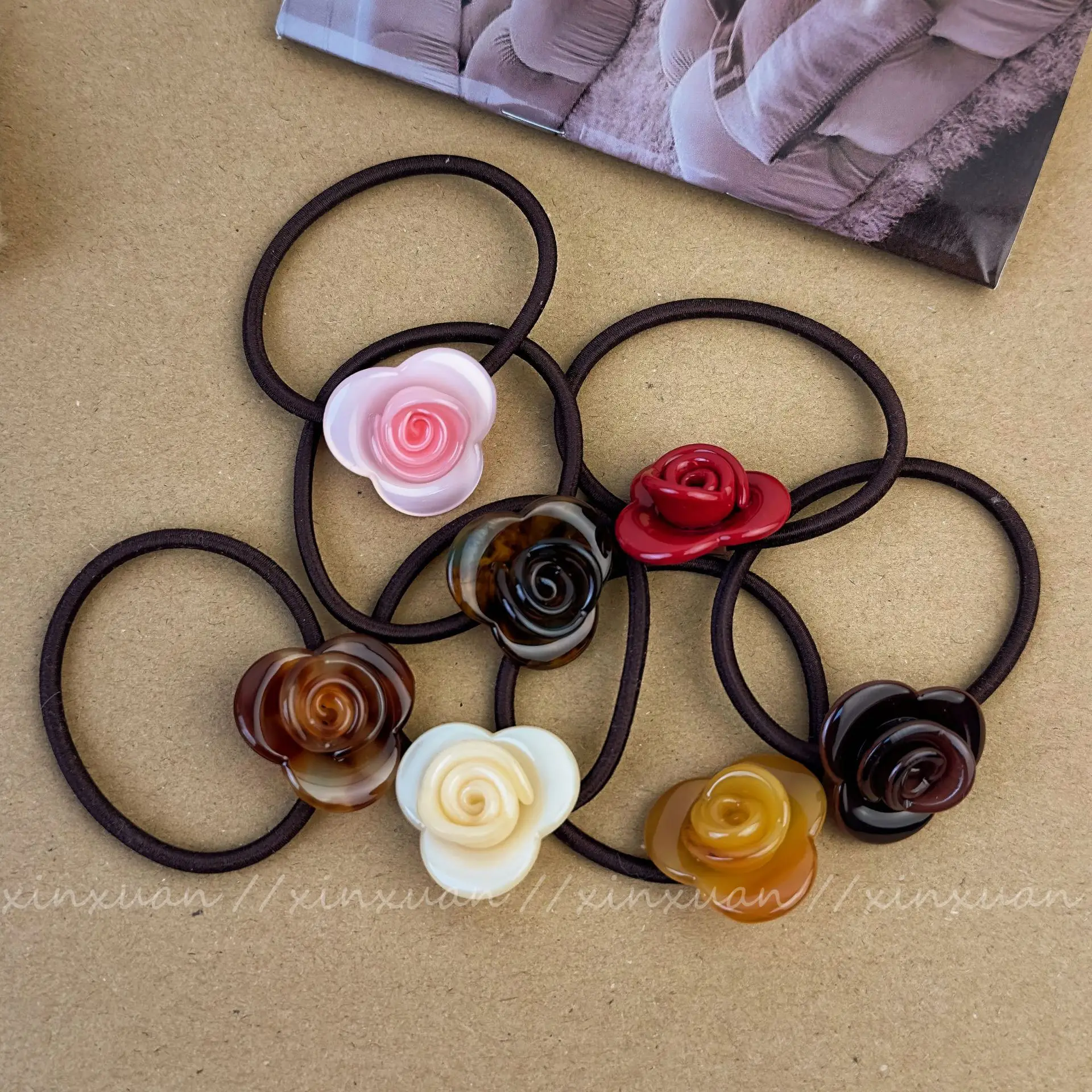 Acetate Rose Hair Bands 2024 New French Retro Flower Headband - Image 10
