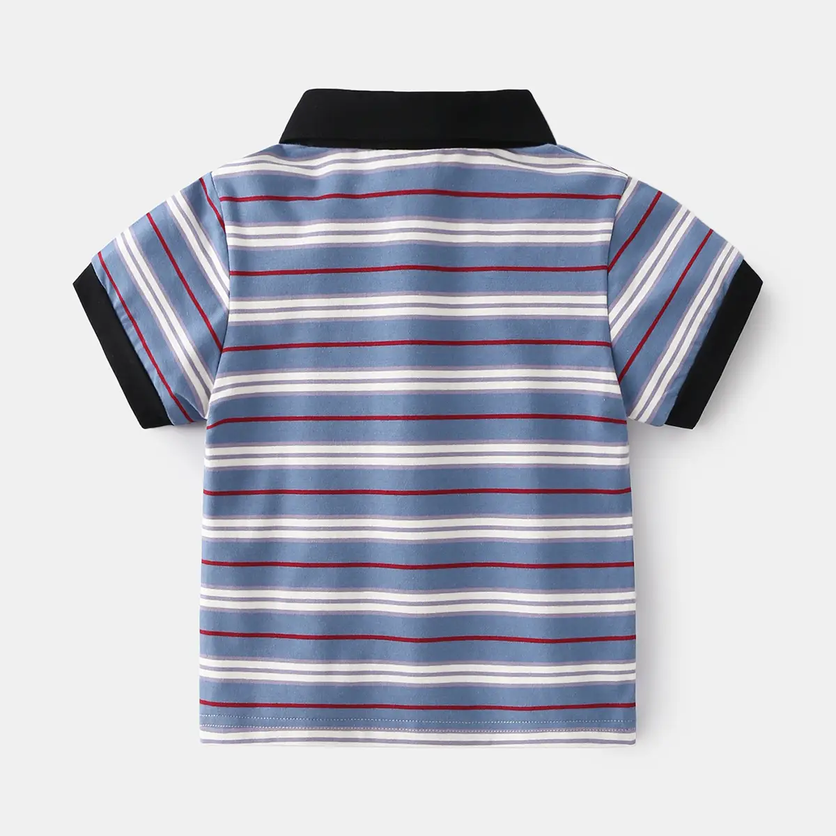 Children's Striped Polo T-Shirt Blue White Red Summer Boys - Image 2
