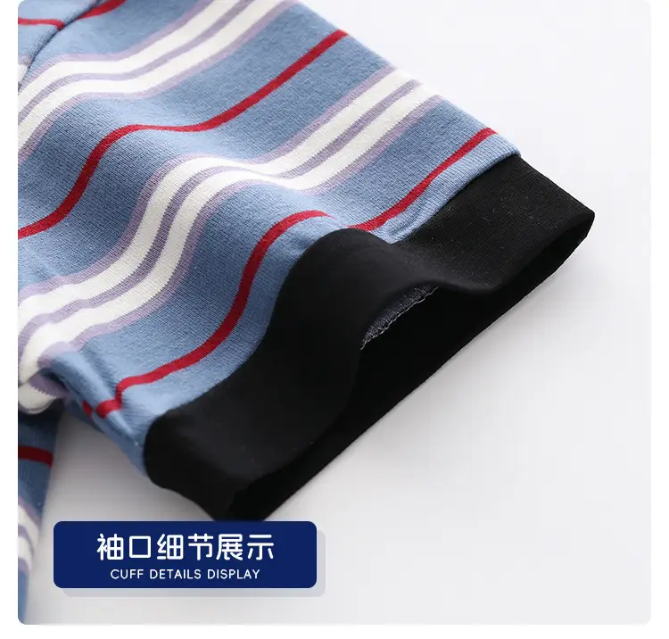 Children's Striped Polo T-Shirt Blue White Red Summer Boys — feature 11