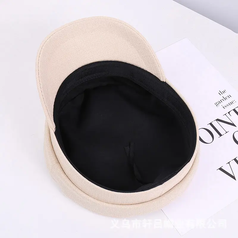 Women Korean Style Flat Cap with Rhinestone Chain & Short Bristle - Image 7