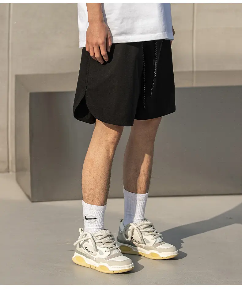 Hanlu Men Green Casual Shorts with Arc Hem — feature 18