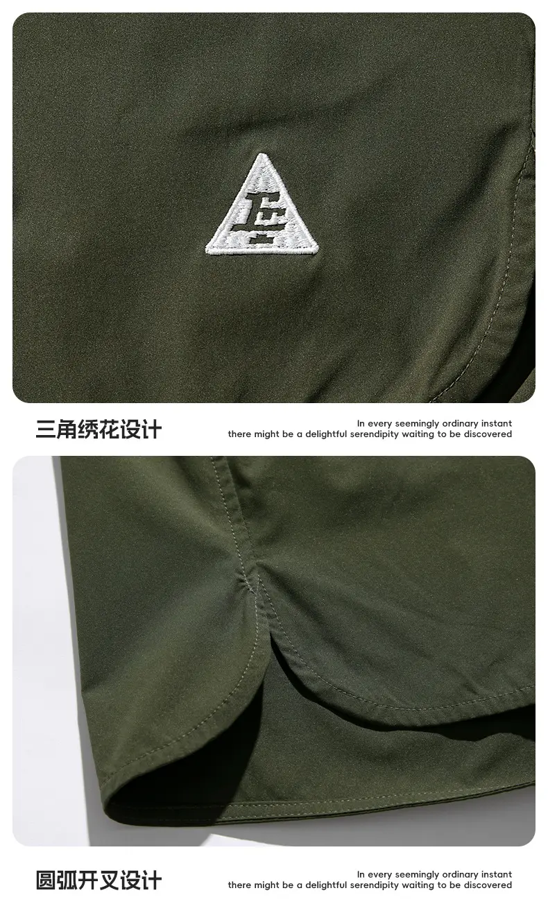 Hanlu Men Green Casual Shorts with Arc Hem — feature 22