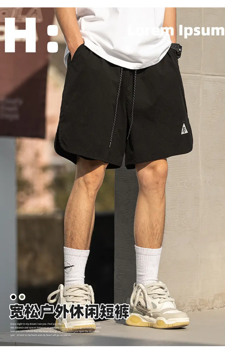 Hanlu Men Green Casual Shorts with Arc Hem — feature 5