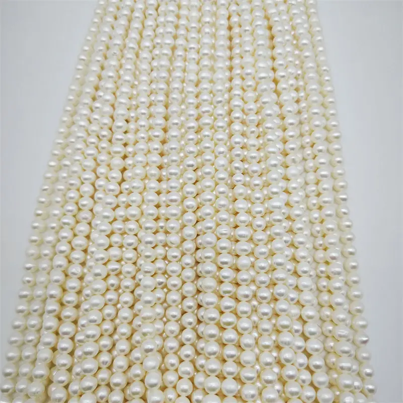 5-6mm Freshwater Cultured Pearl Necklace Beaded Punch Tuanzi Zhuji Semi-finished Products Wholesale Handmade DIY Jewelry - Image 4
