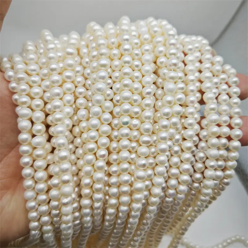 5-6mm Freshwater Cultured Pearl Necklace Beaded Punch Tuanzi Zhuji Semi-finished Products Wholesale Handmade DIY Jewelry - Image 5
