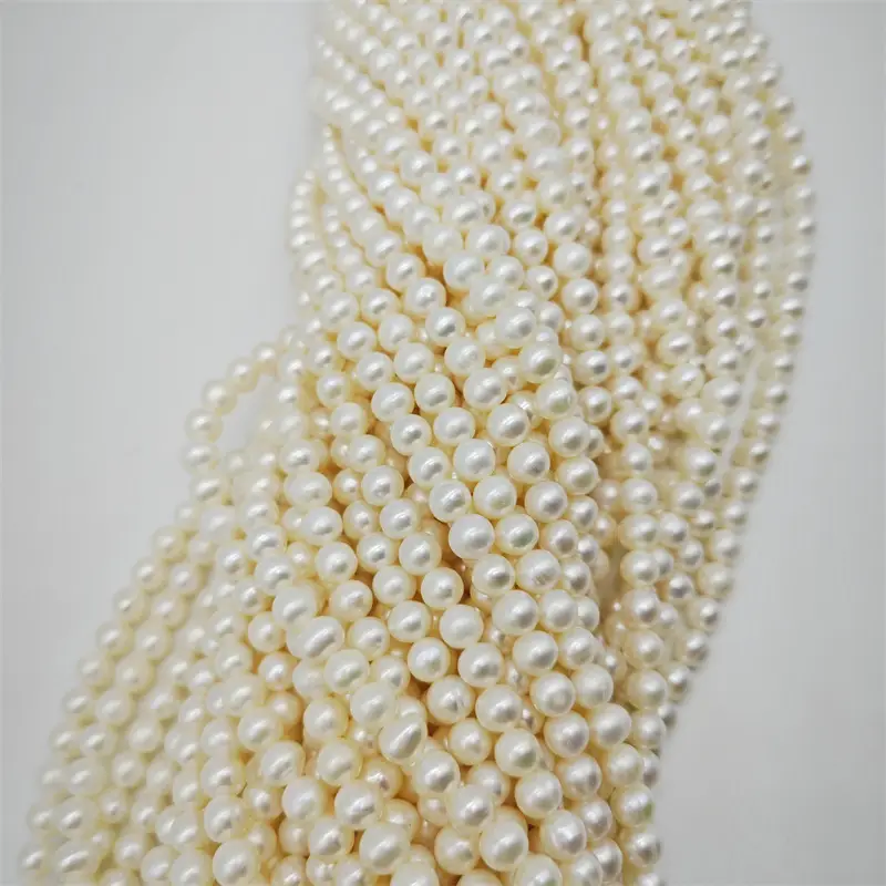 5-6mm Freshwater Cultured Pearl Necklace Beaded Punch Tuanzi Zhuji Semi-finished Products Wholesale Handmade DIY Jewelry - Image 6