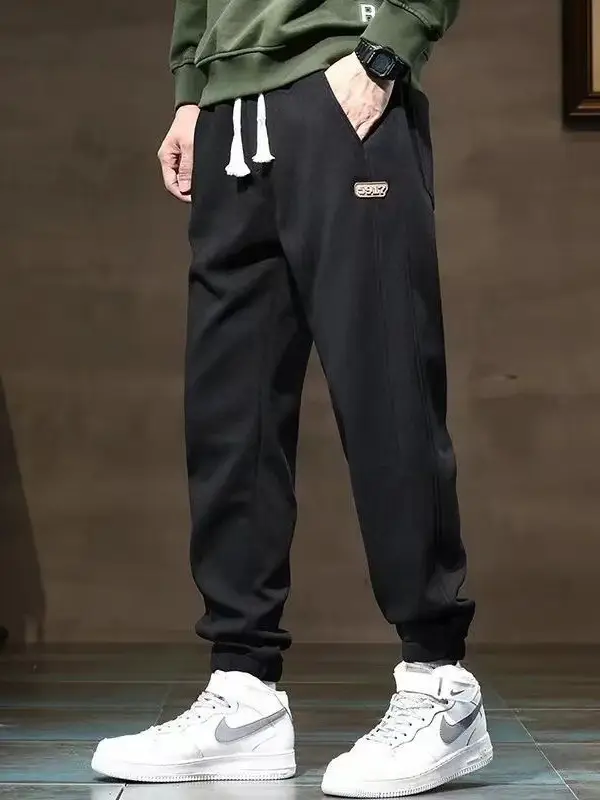 Men's Khaki Fleece Sweatpants Ankle-Tied Drawstring