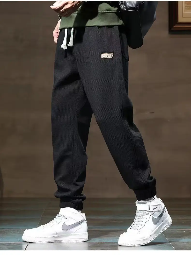 Men's Khaki Fleece Sweatpants Ankle-Tied Drawstring — feature 5