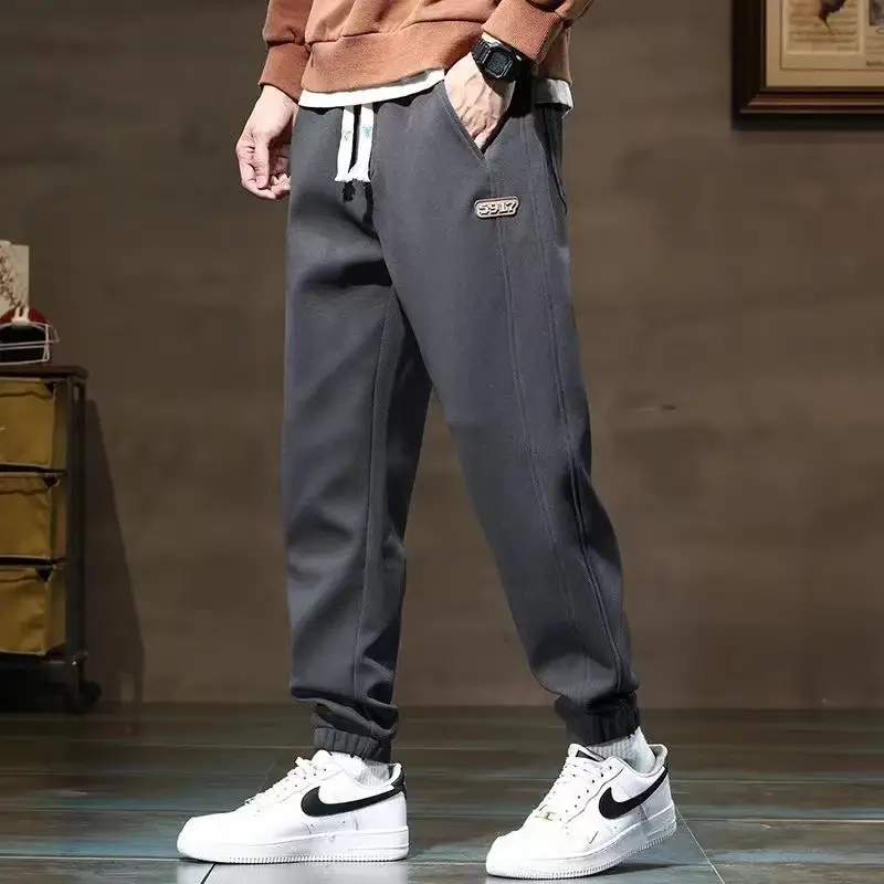 Men's Khaki Fleece Sweatpants Ankle-Tied Drawstring — feature 8