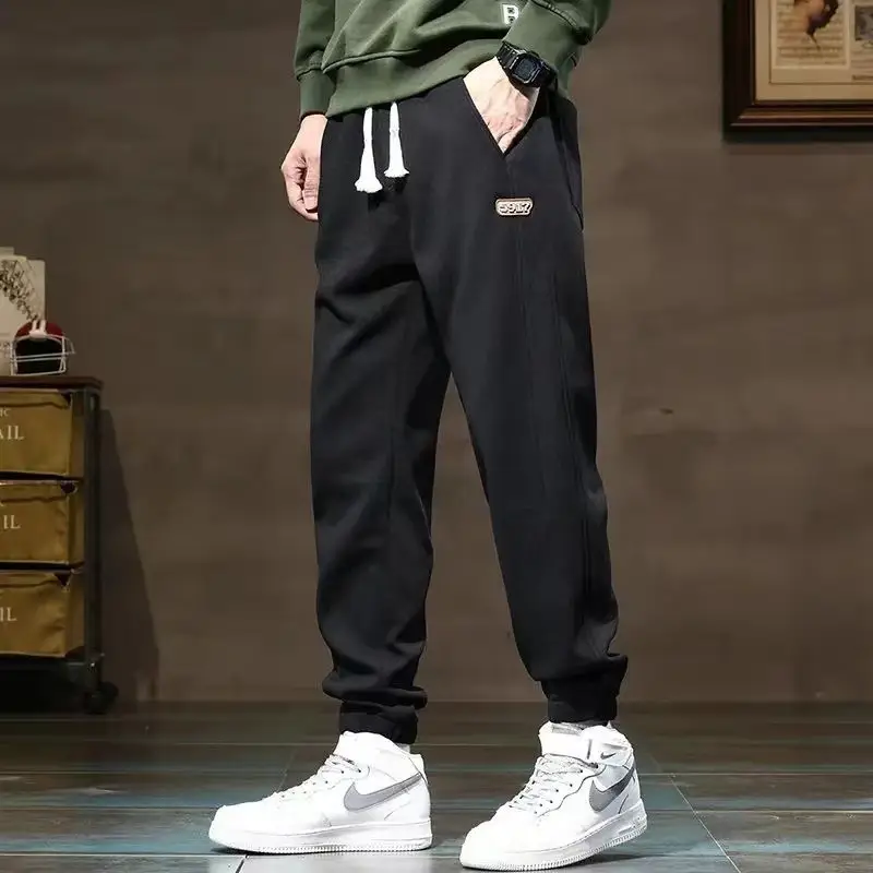 Men's Khaki Fleece Sweatpants Ankle-Tied Drawstring
