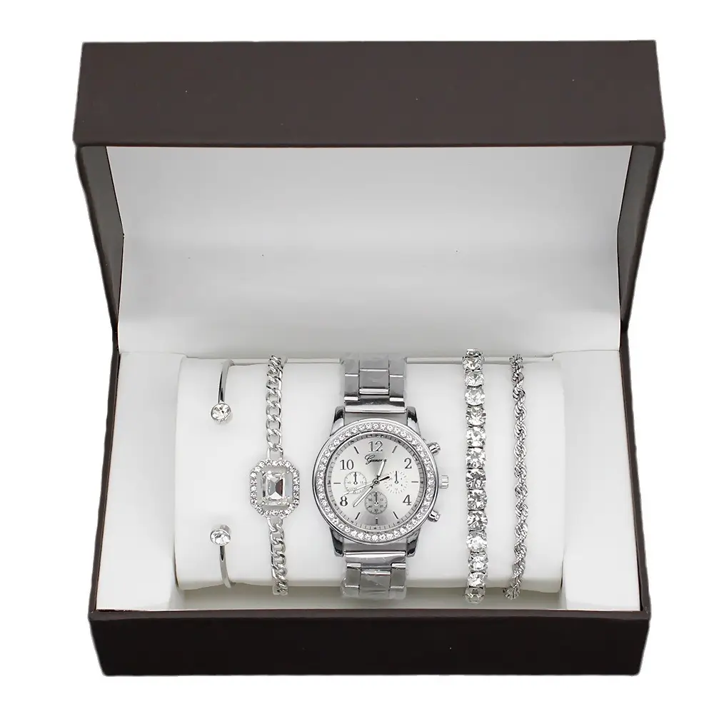 Women's Gold Quartz Watch with Diamond Bracelet Set - Image 27
