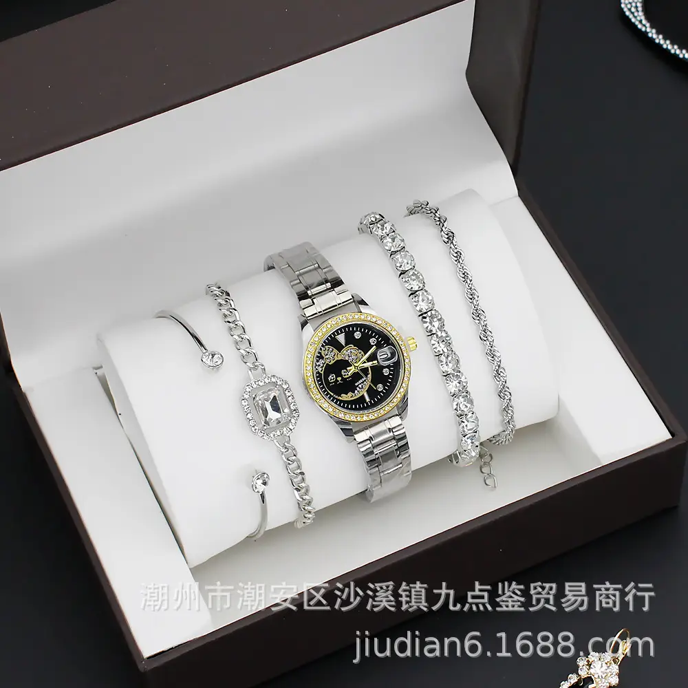 Women's Gold Quartz Watch with Diamond Bracelet Set - Image 19