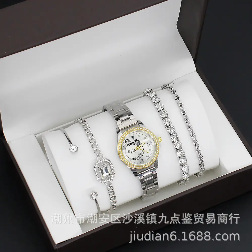 Women's Gold Quartz Watch with Diamond Bracelet Set - Image 20