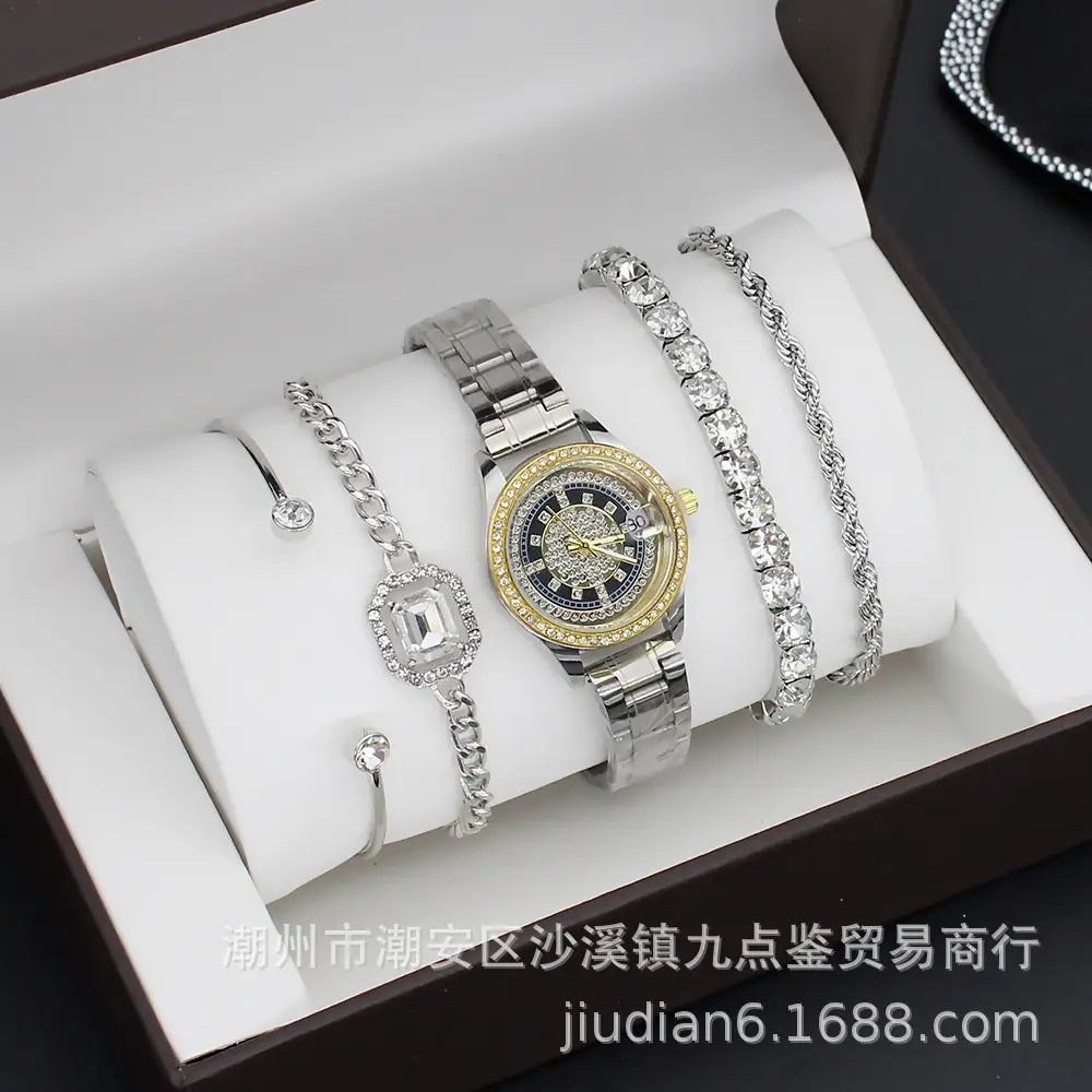 Women's Gold Quartz Watch with Diamond Bracelet Set - Image 21