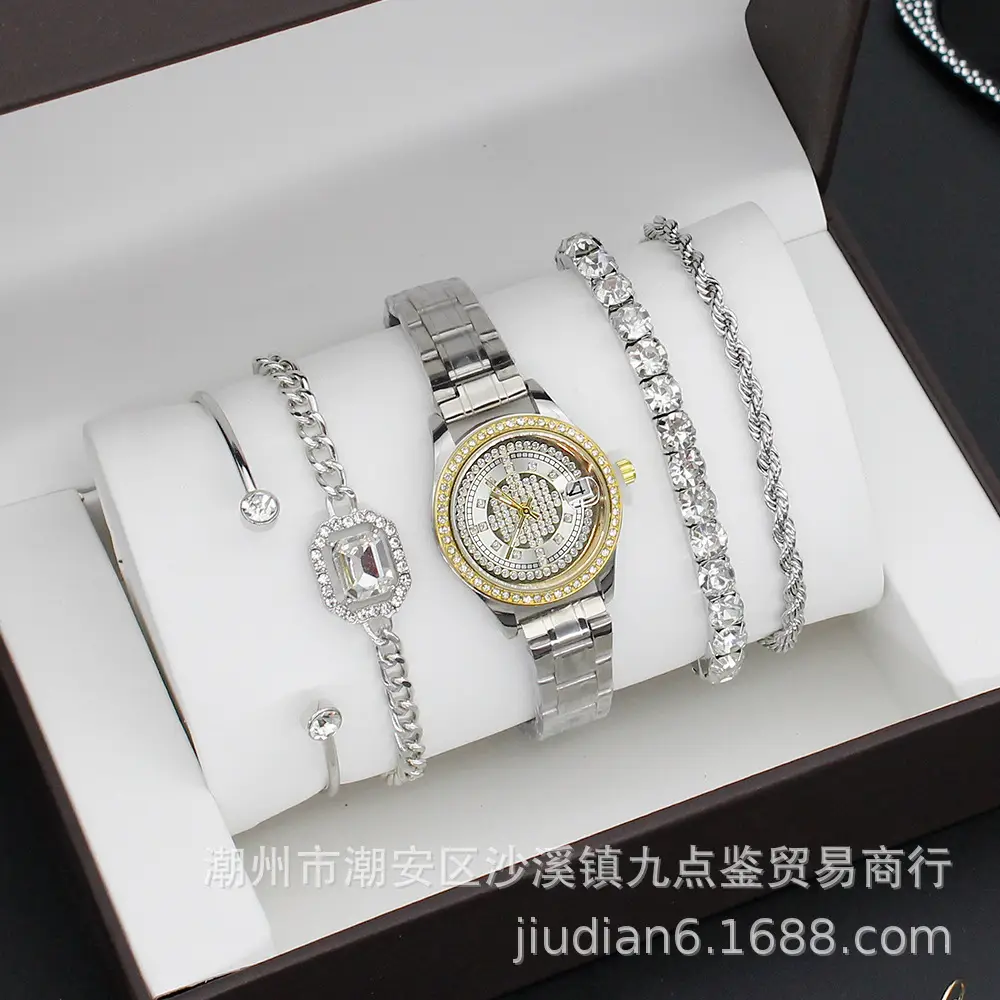Women's Gold Quartz Watch with Diamond Bracelet Set - Image 22