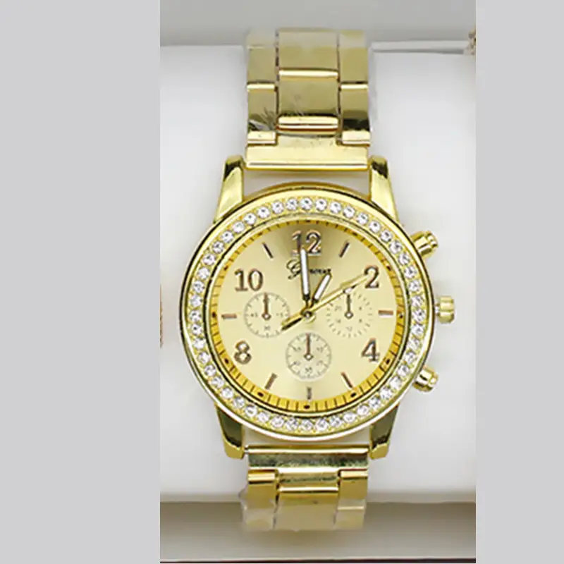 Women's Gold Quartz Watch with Diamond Bracelet Set - Image 5