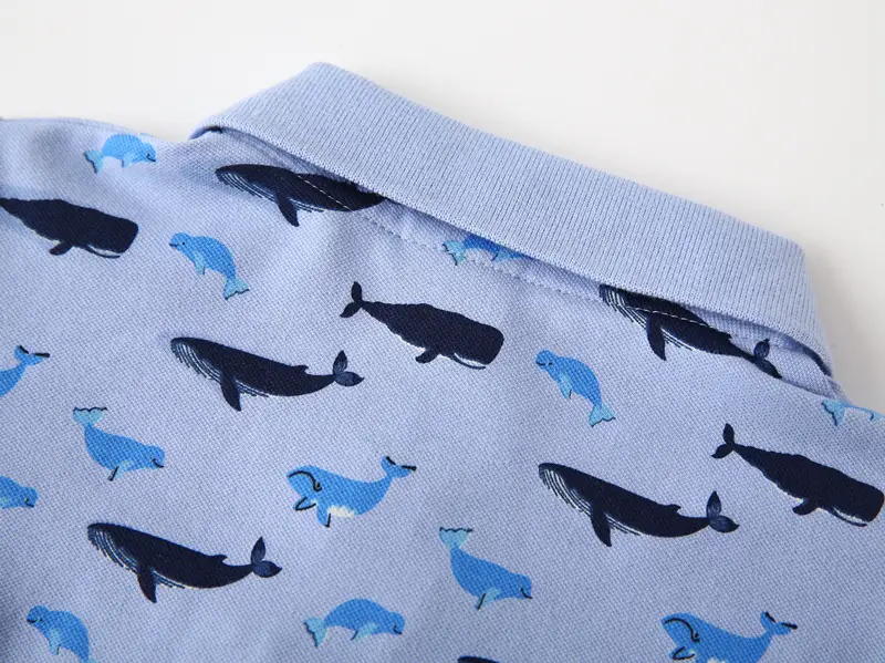 Kids Boys Cotton Polo Shirt Blue Whale Print 2026 β feature 11