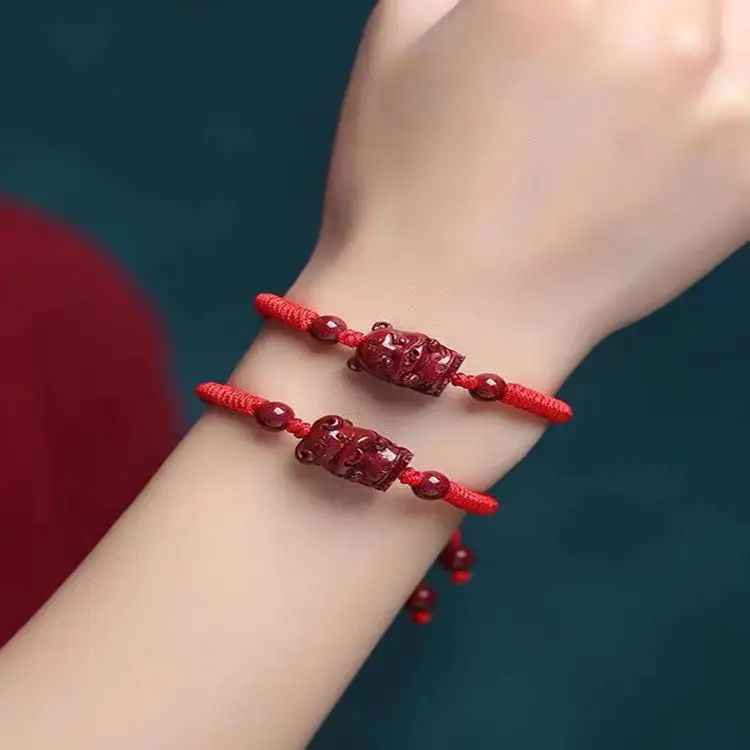 Tiger Year Cinnabar Rope Bracelet for Men Women