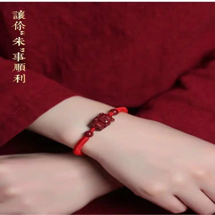 Tiger Year Cinnabar Rope Bracelet for Men Women — feature 4