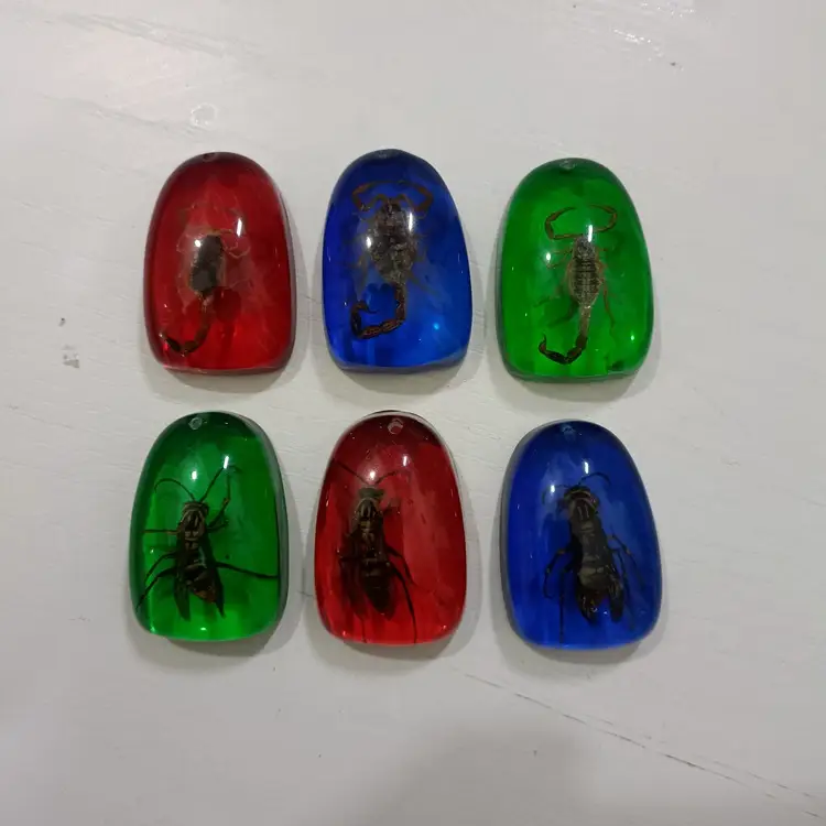 Natural Insect Resin Amber Scorpion Wasp Crab Butterfly Specimen — feature 1